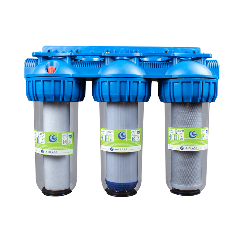  Sistema de filtrado de agua de 3 etapas para toda la casa,  puerto de 3/4 de pulgada con 2 válvulas y 3 filtros : Herramientas y  Mejoras del Hogar